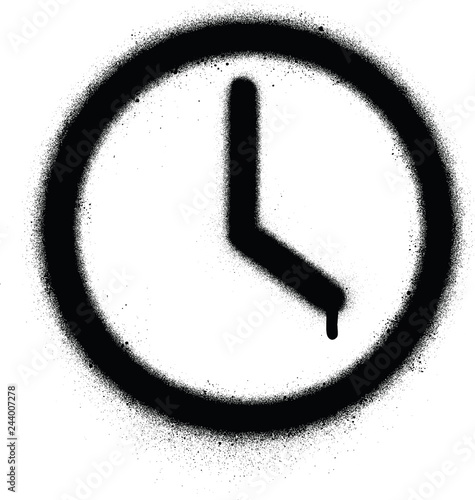 graffiti time icon sprayed in black over white