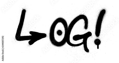 graffiti og abbreviation sprayed in black over white