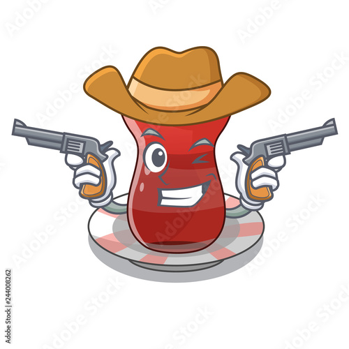 Cowboy trukish tea in the cartoon form photo