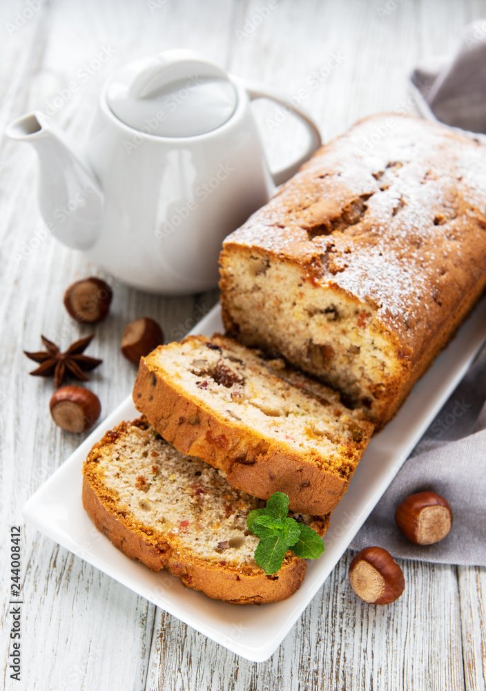 traditional homemade stollen with dried fruits and nuts traditional homemade stollen with dried fruits and nuts