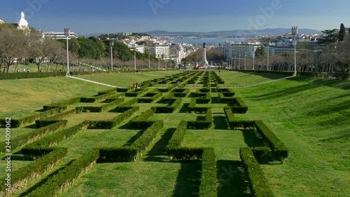 Labyrinth decorated bushes in the Eduardo VII Park in Lisbon, Portugal. photo
