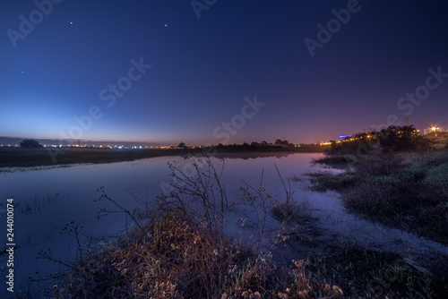 Beautiful sunrise over the water. Israel Ashkelon January 2019. Landscape.