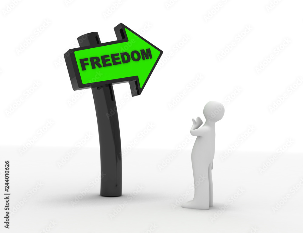 3d people - man, person and directional sign 3d people - man, person and directional sign