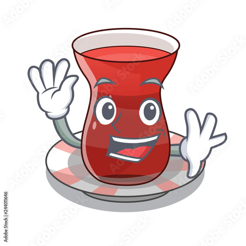 Waving turkish tea in a cartoon glass
