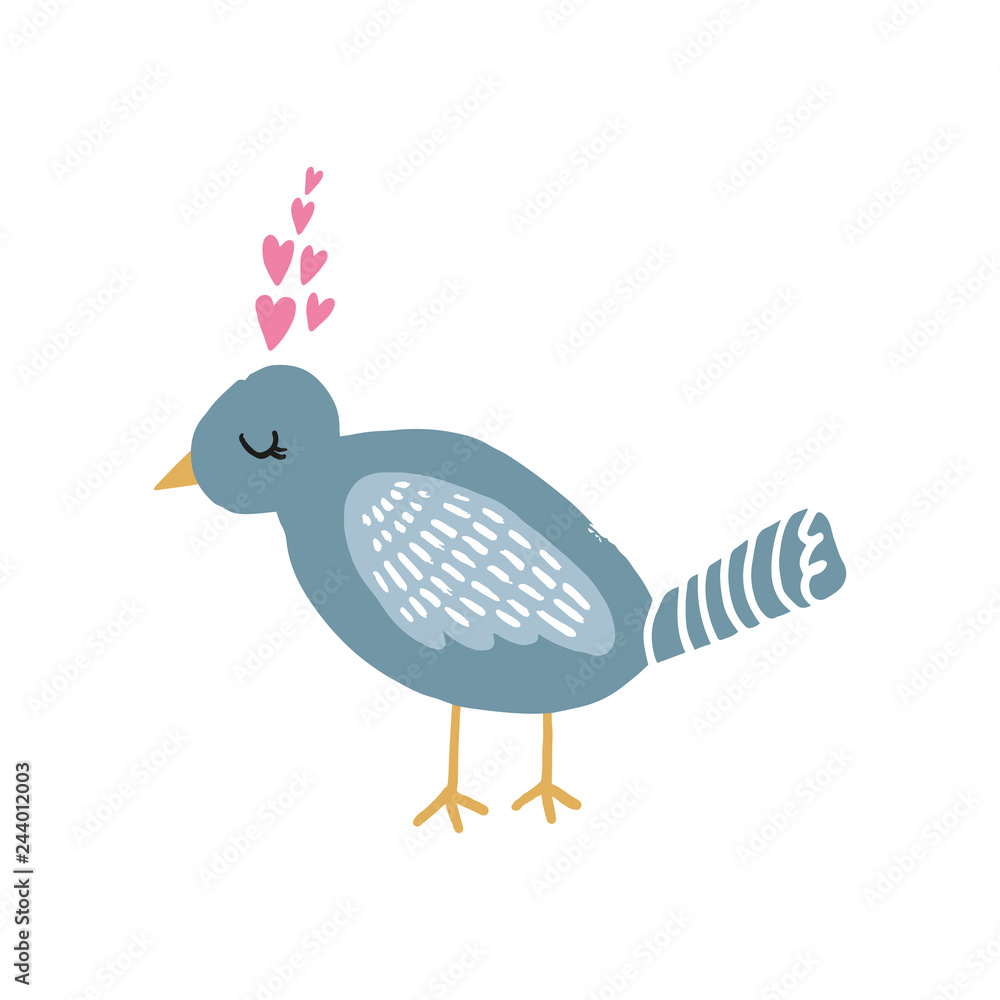 Fototapeta premium Vector hand drawn bird in love. Postcard template