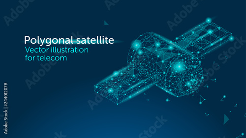 Isometric polygonal satellite line art