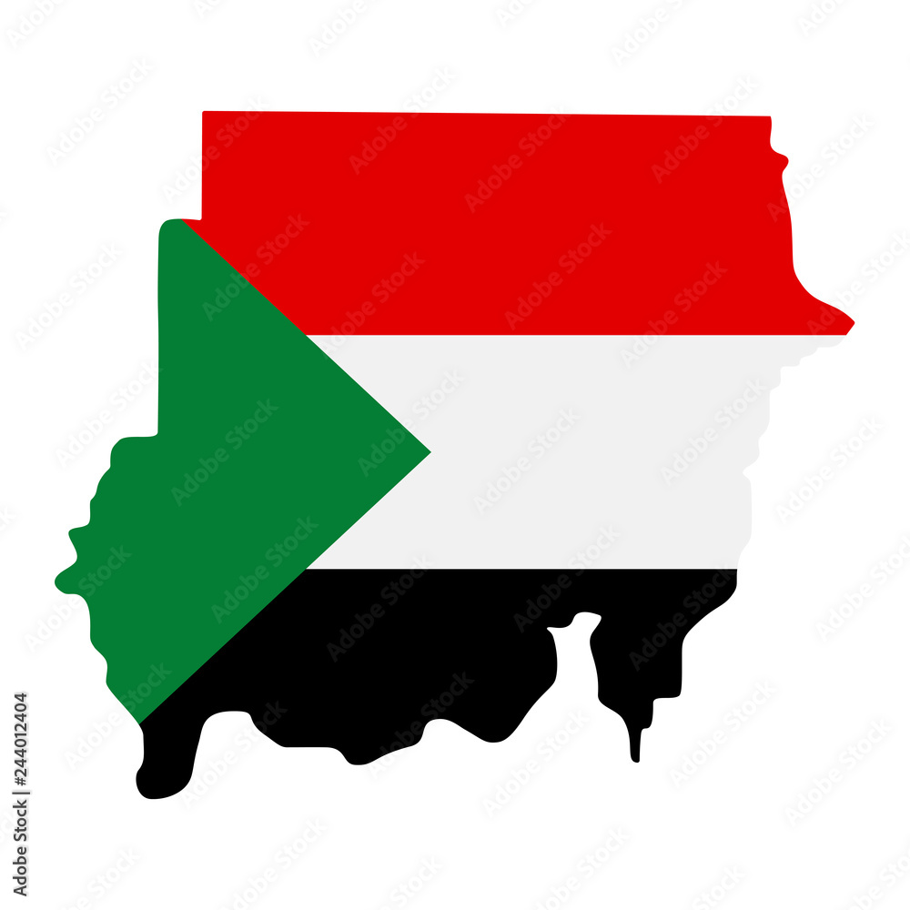 Obraz premium map of Sudan - flag
