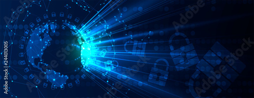 Cybersecurity and information or network protection. Future technology web services for business and internet project