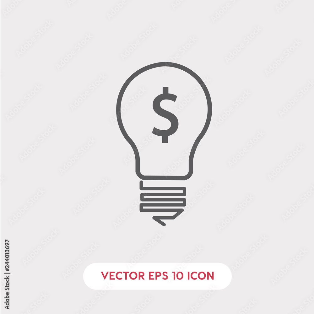 light bulb icon with dollar icon. light bulb icon with dollar vector symbol. Linear style sign for mobile concept and web design. Bulb symbol illustration. Pixel vector graphics - Vector light bulb icon with dollar icon. light bulb icon with dollar vector symbol. Linear style sign for mobile concept and web design. Bulb symbol illustration. Pixel vector graphics - Vector