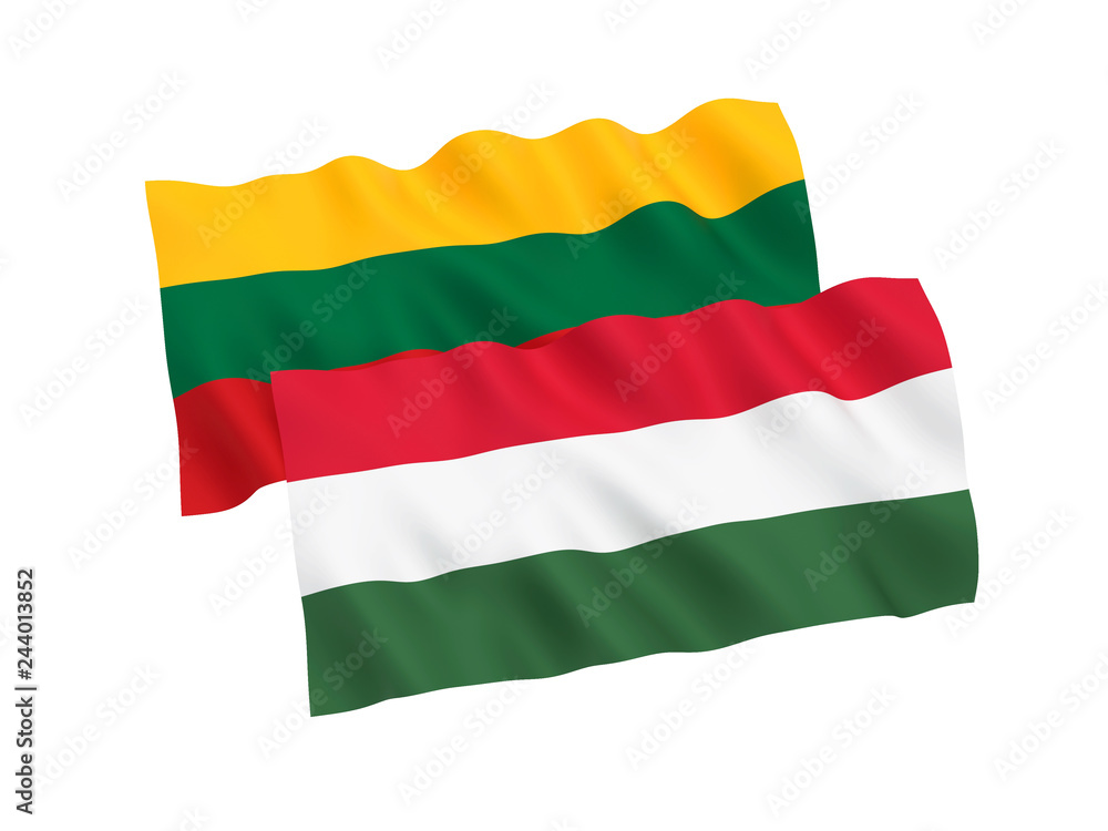 Obraz premium Flags of Hungary and Lithuania on a white background