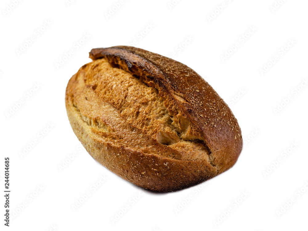 Whole grain bread on a white background. Fresh bread close up. Fresh baked white background. Healthy food and traditional bakery conce Whole grain bread on a white background. Fresh bread close up. Fresh baked white background. Healthy food and traditional bakery conce