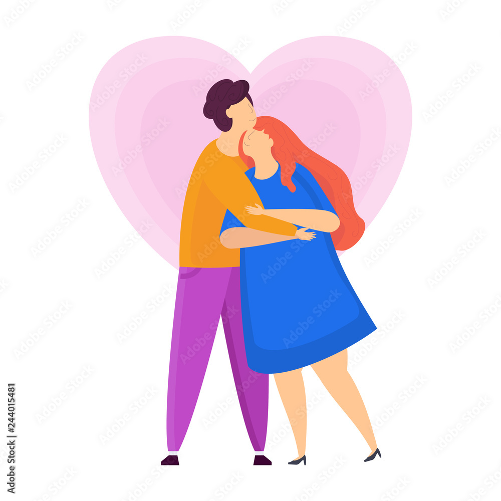 Cute Tender love hugs guy and girls. Characters for Valentine Day. Cute Tender love hugs guy and girls. Characters for Valentine Day.
