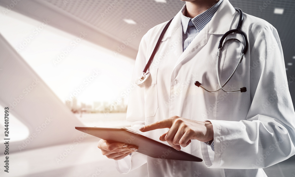 Modern medical industry presented by means of female doctor Modern medical industry presented by means of female doctor