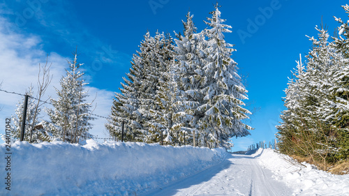Brasov - Romania, Rucar - Bran snowy road on a sunny cold December.