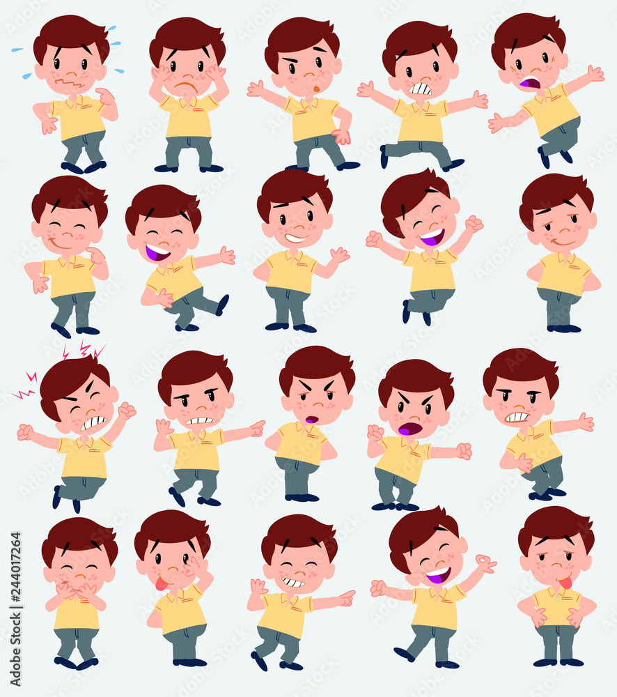 Cartoon character businessman in casual style. Set with different postures, attitudes and poses, doing different activities in isolated vector illustrations. Cartoon character businessman in casual style. Set with different postures, attitudes and poses, doing different activities in isolated vector illustrations.