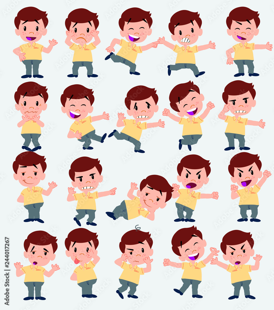 Cartoon character businessman in casual style. Set with different postures, attitudes and poses, doing different activities in isolated vector illustrations. Cartoon character businessman in casual style. Set with different postures, attitudes and poses, doing different activities in isolated vector illustrations.