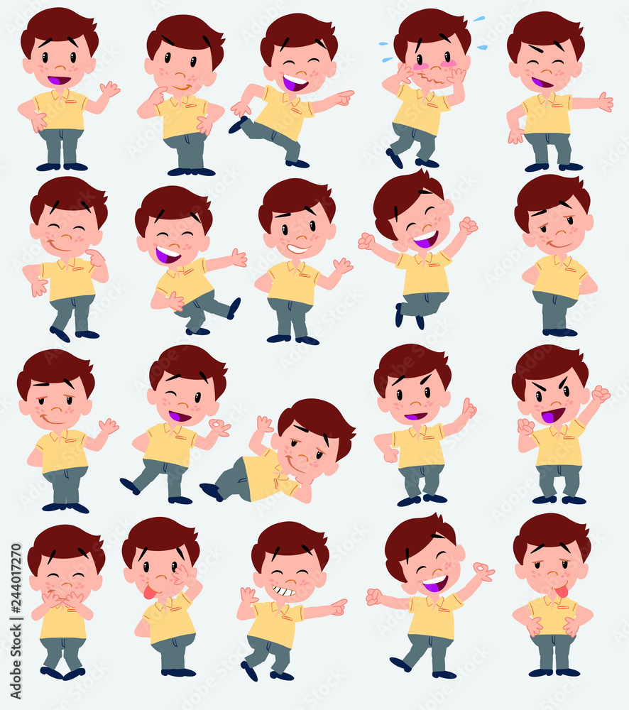 Cartoon character businessman in casual style. Set with different postures, attitudes and poses, always in positive attitude, doing different activities in vector vector illustrations. Cartoon character businessman in casual style. Set with different postures, attitudes and poses, always in positive attitude, doing different activities in vector vector illustrations.