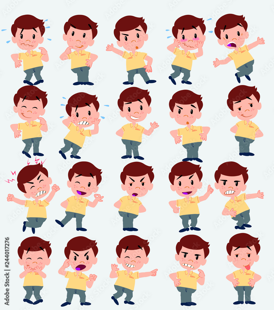 Cartoon character businessman in casual style. Set with different postures, attitudes and poses, doing different activities in isolated vector illustrations. Cartoon character businessman in casual style. Set with different postures, attitudes and poses, doing different activities in isolated vector illustrations.