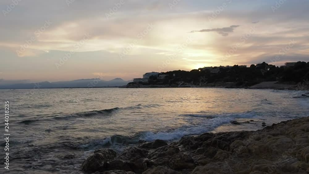 Mediterranean summer sunset in Salou, Spain, Catalonia, Spain Mediterranean summer sunset in Salou, Spain, Catalonia, Spain