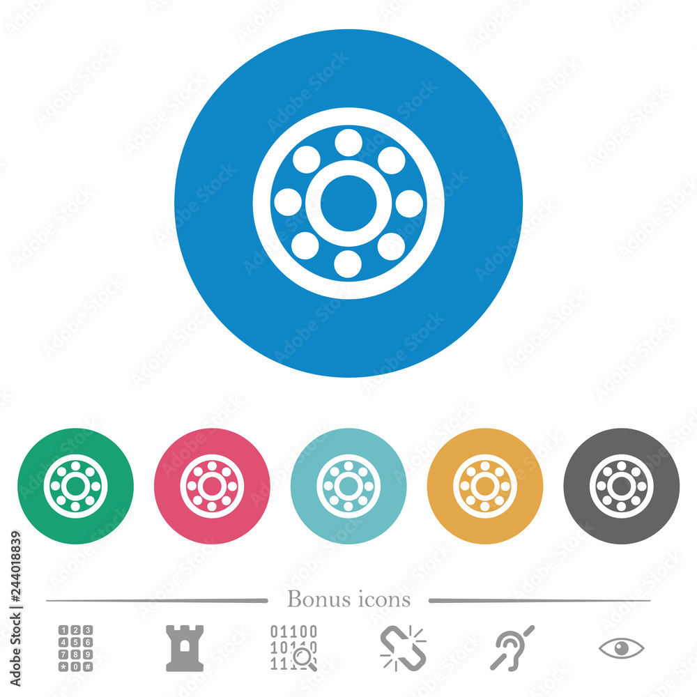 Bearings flat round icons