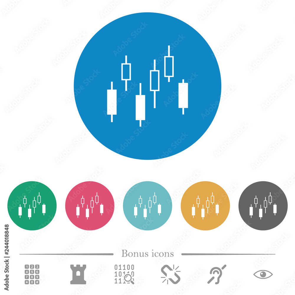 Candlestick chart flat round icons Candlestick chart flat round icons