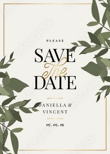 Eucaliptus Branches Save the Date Card Template