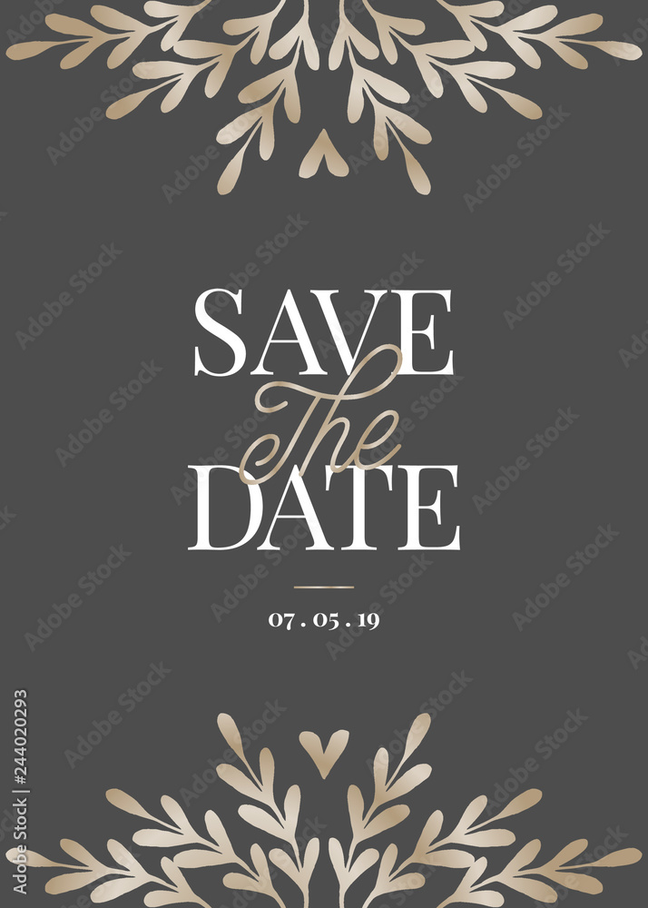 Gold Branches Save the Date Card Template Gold Branches Save the Date Card Template