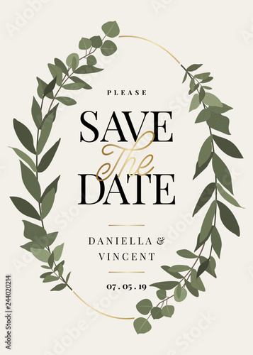 Eucaliptus Branches Save the Date Card Template