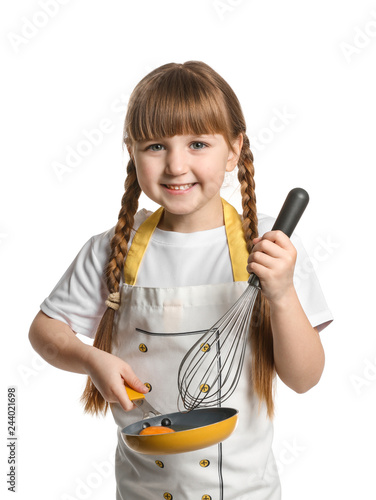 Cute little chef on white b...