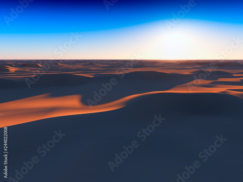 Dramatic sunset at desert 3d rendering design element background