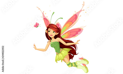 Obraz na plátně Flying butterfly fairy