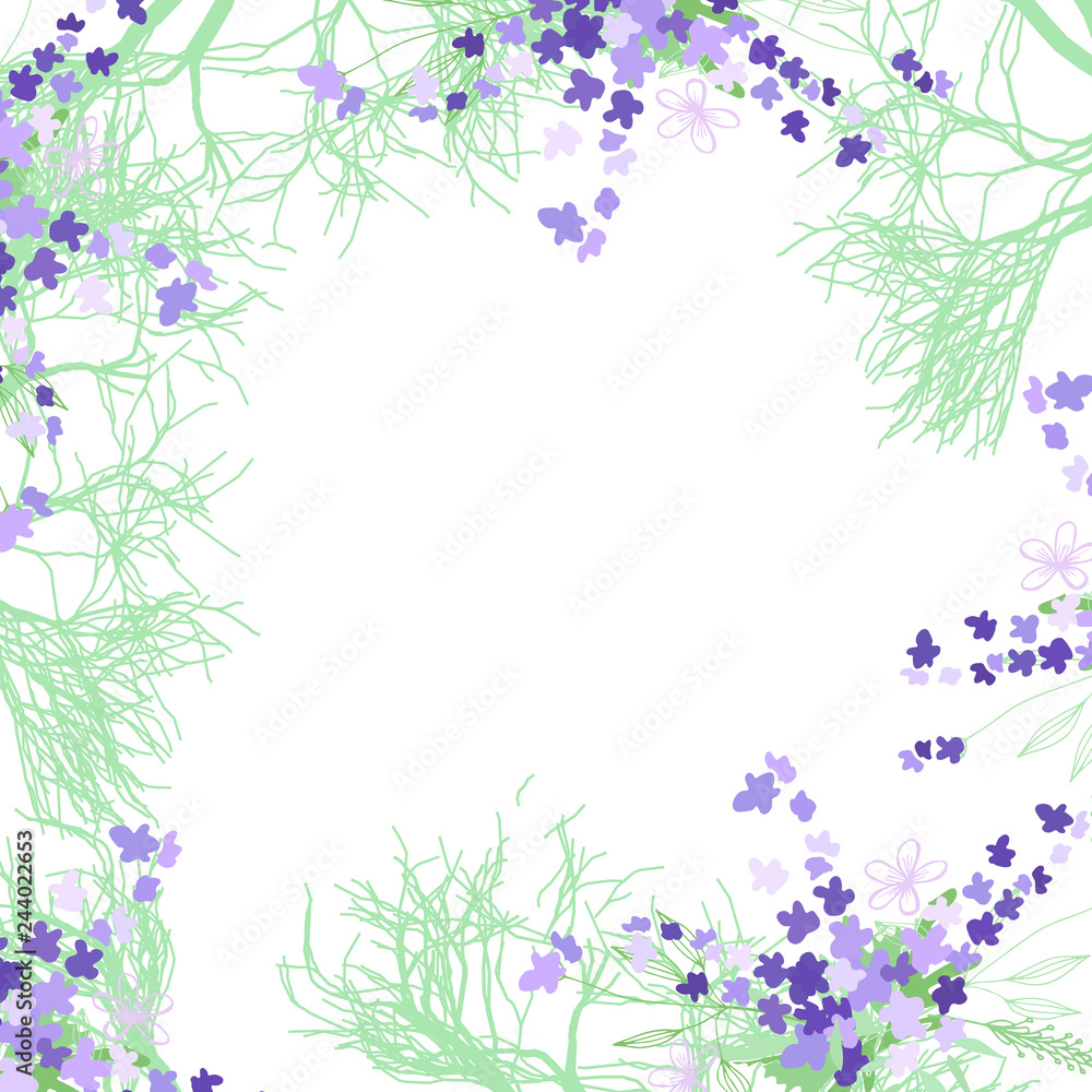 Pattern with summer flowers and leaves on white background. Herbal pattern in light colors for the design of clothes.
