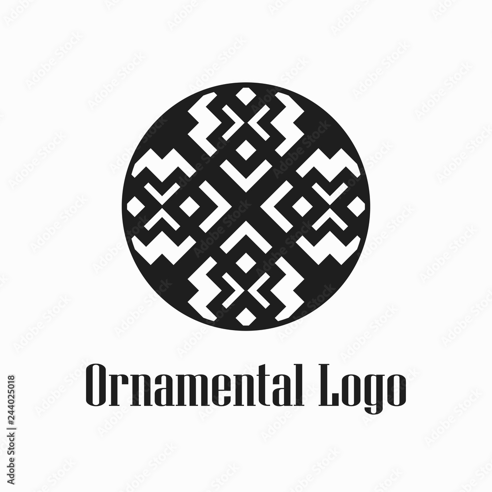 Round abstract geometric logo template design in art deco vintage style. Vector illustration. Round abstract geometric logo template design in art deco vintage style. Vector illustration.