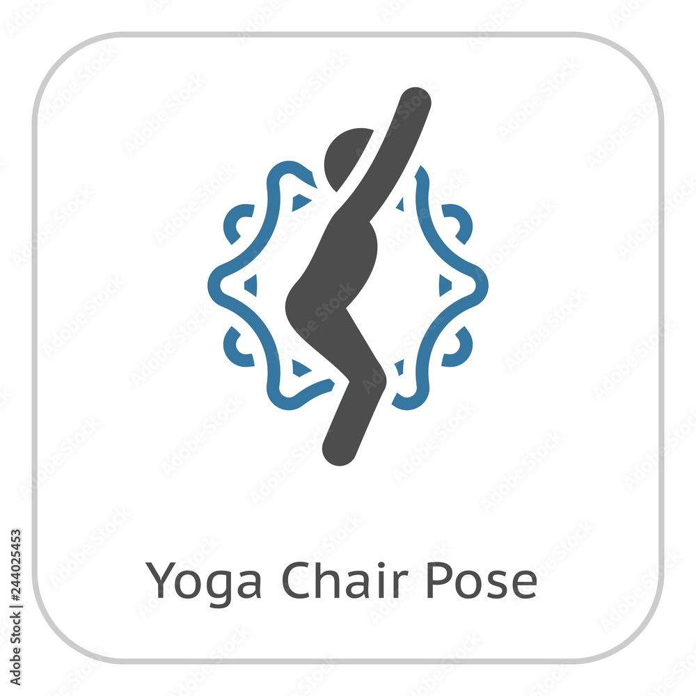 Yoga Chair Pose Icon. Flat Design Isolated Illustration. Yoga Chair Pose Icon. Flat Design Isolated Illustration.