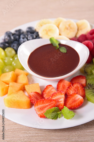 chocolate dip and fruits