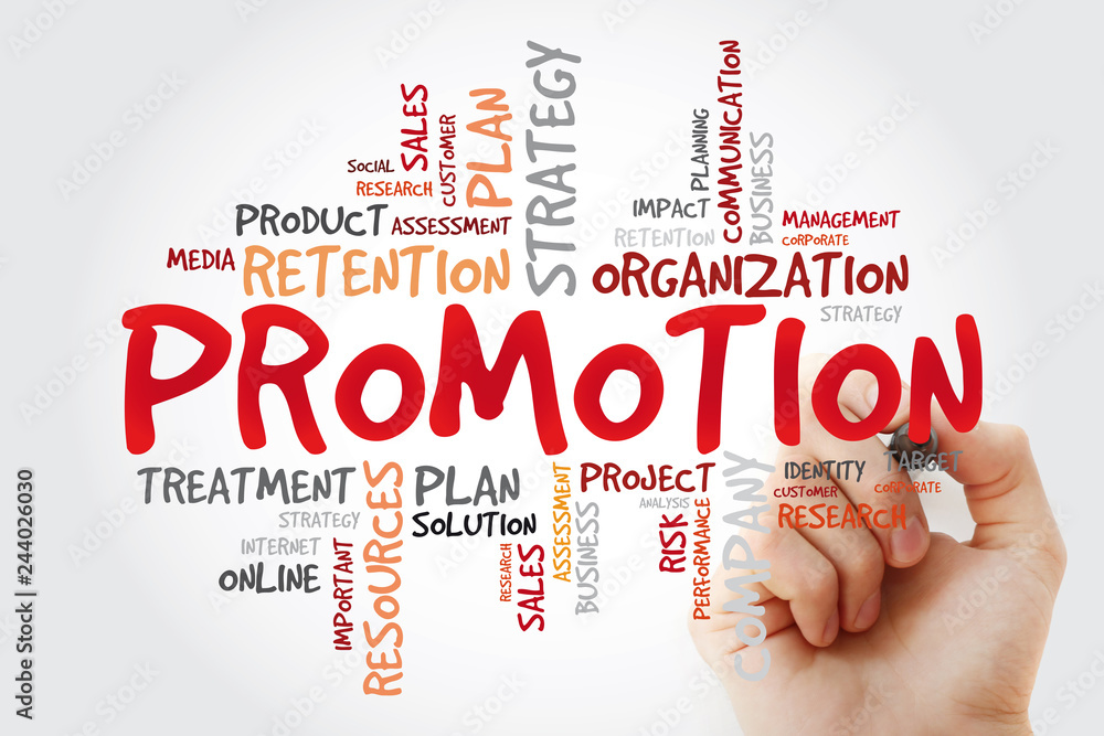 Promotion word cloud with marker, business concept Promotion word cloud with marker, business concept