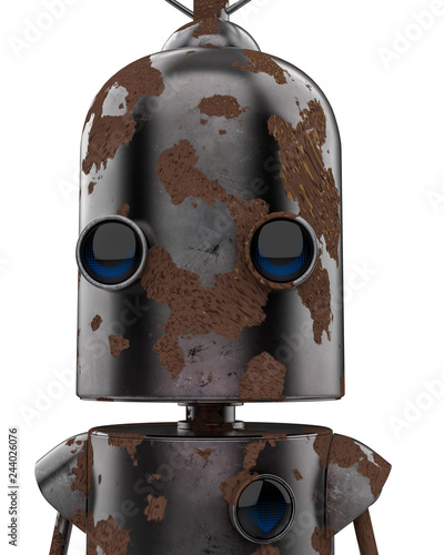 mini iron robot in a white background photo