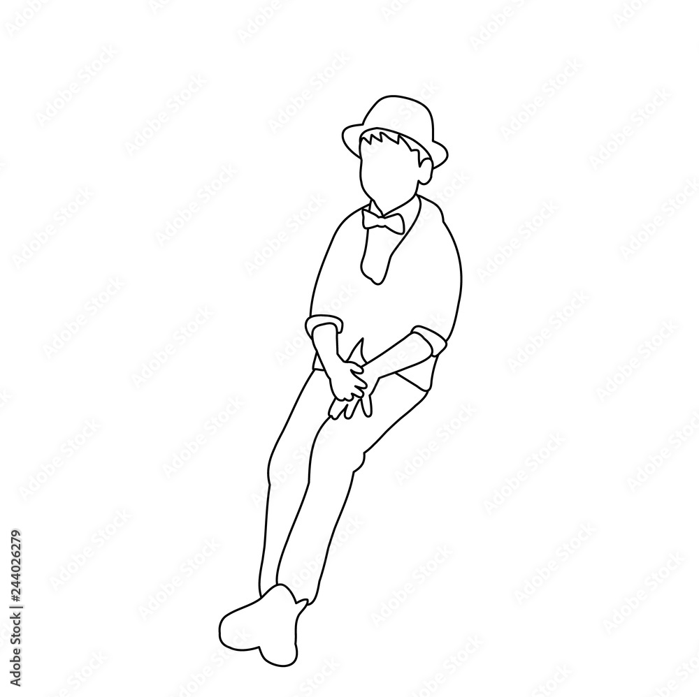 vector, isolated, sketch, contour boy sitting vector, isolated, sketch, contour boy sitting