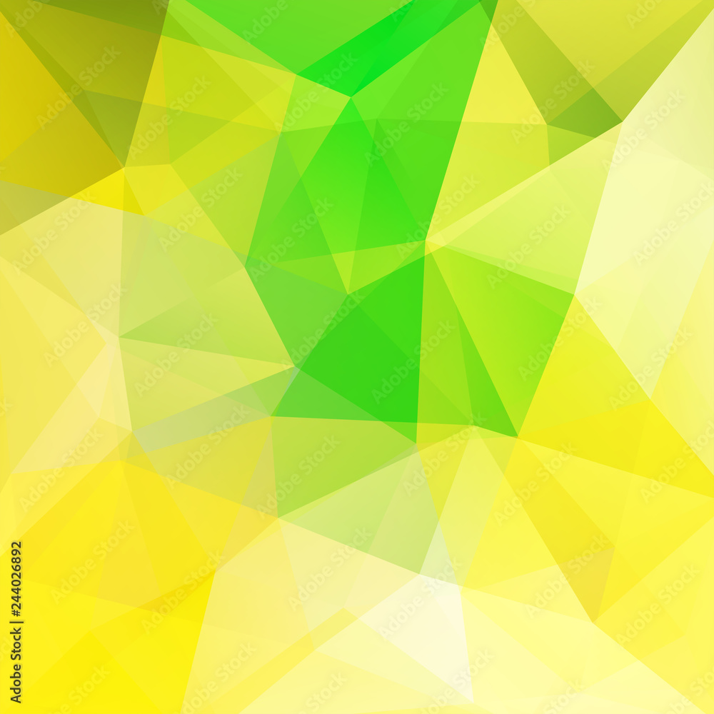 Fototapeta premium Abstract mosaic background. Triangle geometric background. Design elements. Vector illustration. Yellow, green colors.