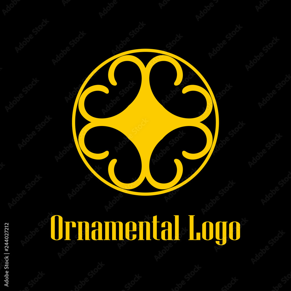 Round abstract geometric logo template design in art deco vintage style. Vector illustration. Round abstract geometric logo template design in art deco vintage style. Vector illustration.