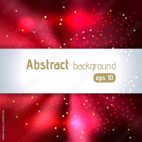 Vector illustration of abstract background with red blurred magic light rays, vector illustration.