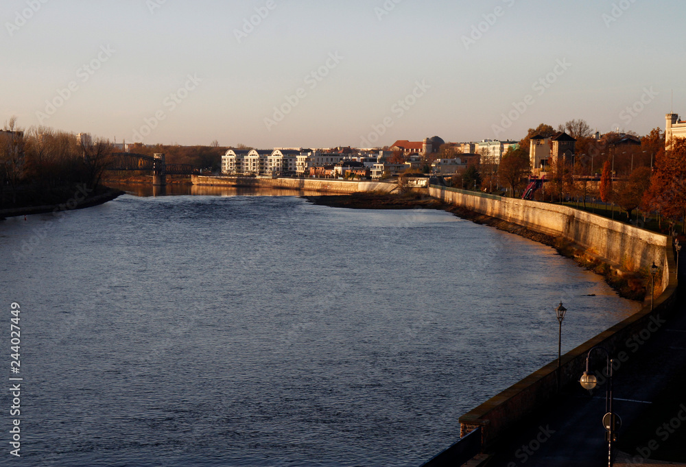 riverside of river Elbe in the city Magdeburg