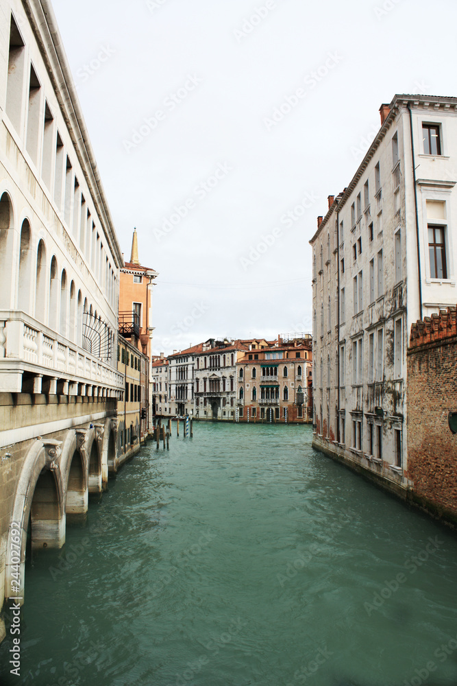 Venice / Italy - February 02 2018. View of the canal. February 2018. Venetian architecture.