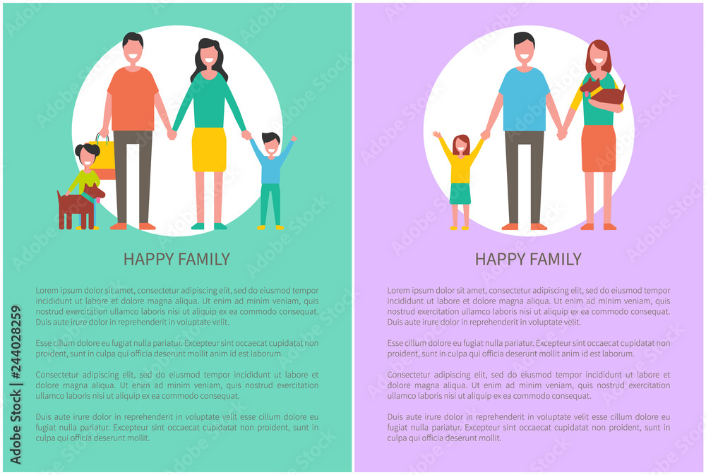 Happy Family Members Mother, Father, Son, Daughter Happy Family Members Mother, Father, Son, Daughter