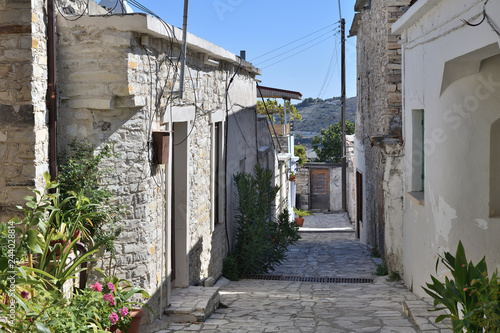 Narrow street in tourist ancient village of Lefkara, Cyprus © olgavolodina