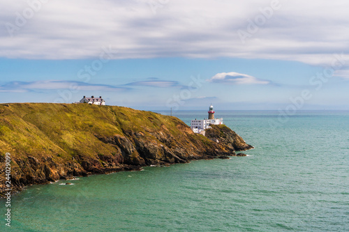 Baily Lighthouse as seen from the Cliff Walk in Howth, Dublin, Ireland. Beautiful Irish landscape. © Gabriel