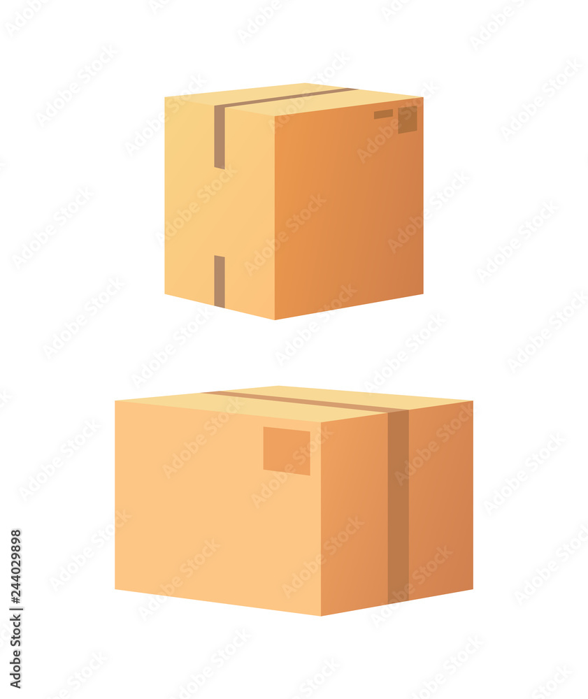 Carton Package with Adhesive Tape Icon Vector Carton Package with Adhesive Tape Icon Vector
