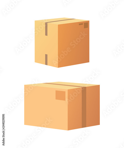 Carton Package with Adhesive Tape Icon Vector © robu_s