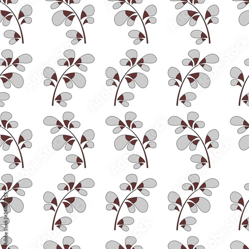 Modern simple damask leafy scrolls, abstract willow branch vector seamless pattern. 