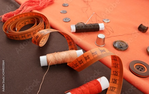 The combination of colors in the design of clothes, brown and orange, background photo